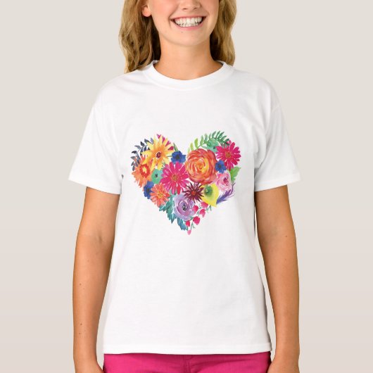 ウォーターカラー フローラル フィエスタ Tシャツ (正面)