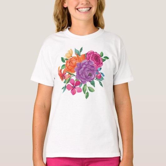 ウォーターカラー フローラル フィエスタ Tシャツ (正面)