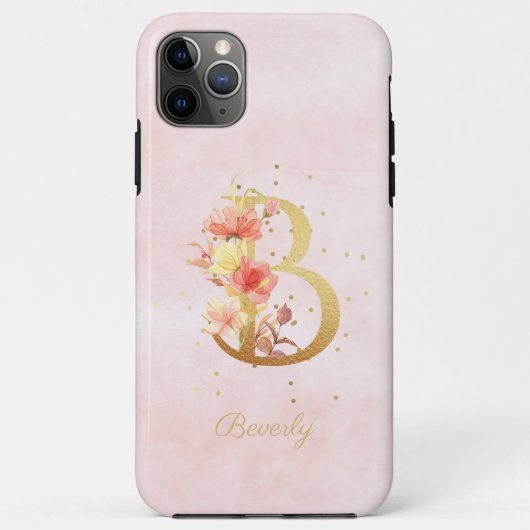 ウォーターカラー フローラル モノグラム 名前イニシャル B 文字 Case-Mate iPhoneケース (裏面)