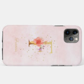 ウォーターカラー フローラル モノグラム 名前イニシャル F 文字 Case-Mate iPhoneケース (裏面(横))