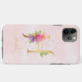 ウォーターカラー フローラル モノグラム 名前イニシャル H 文字 Case-Mate iPhoneケース (裏面(横))