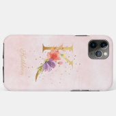ウォーターカラー フローラル モノグラム 名前イニシャル K 文字 Case-Mate iPhoneケース (裏面(横))