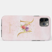 ウォーターカラー フローラル モノグラム 名前イニシャル M 文字 Case-Mate iPhoneケース (裏面(横))