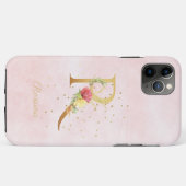 ウォーターカラー フローラル モノグラム 名前イニシャル R 文字 Case-Mate iPhoneケース (裏面(横))