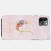 ウォーターカラー フローラル モノグラム 名前イニシャル U文字 Case-Mate iPhoneケース (裏面(横))