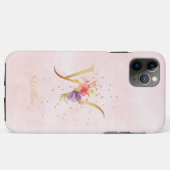 ウォーターカラー フローラル モノグラム 名前イニシャル W 文字 Case-Mate iPhoneケース (裏面(横))