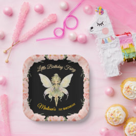 ウォーターカラー フローラル リトル フェアリー 誕生日  ペーパープレート