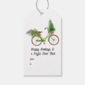 ウォーターカラー フローラル 自転車 クリスマス ギフトタグ (正面)