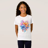 ウォーターカラー フローラル 花 デザイン-24683 Tシャツ (正面フル)