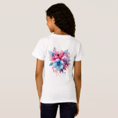 ウォーターカラー フローラル 花 デザイン-24683 Tシャツ (裏面フル)