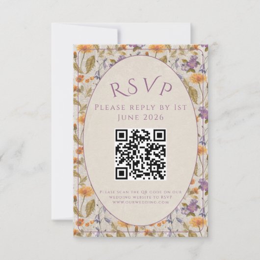 ウォーターカラー フローラル - RSVP カード (正面)