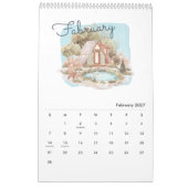 ウォーターカラー ブライト&チアフル 2026年プランナー カレンダー (2月 2027)