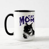 ウォーターカラー ブラック CAT MOM 名入れ マグカップ (左)