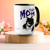 ウォーターカラー ブラック CAT MOM 名入れ マグカップ