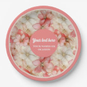 ウォーターカラー ブラッシュ ピンク＆ゴールド フラワーペーパー プレート (正面)