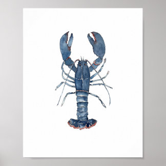ウォーターカラー ブルー ロブスター 絵画 ウォールアート