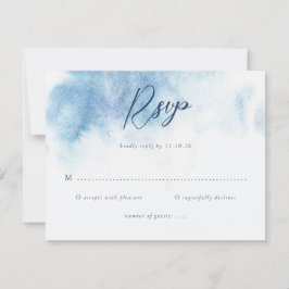 ウォーターカラー ブルー 冬の結婚式 RSVP カード