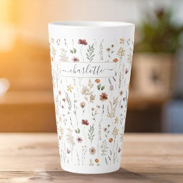 ウォーターカラー プリティ フラワー ワイルドフラワーパターン カフェラテマグ