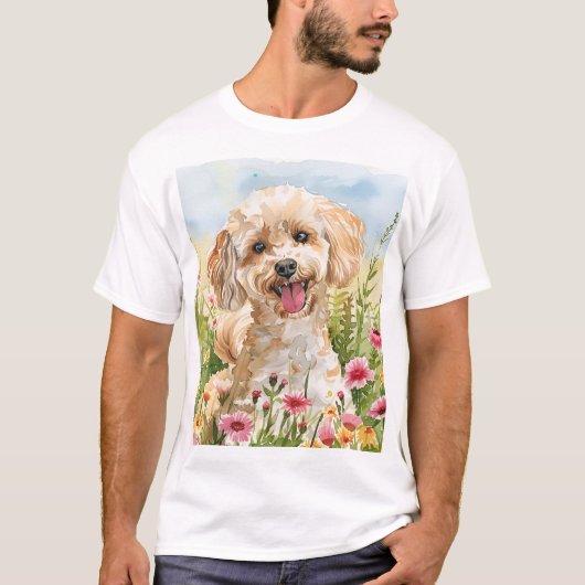 ウォーターカラー・プードル・ダディTシャツ Tシャツ (正面)