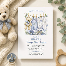 ウォーターカラー・ベイビーシャワー Blue Baby Shower 招待状