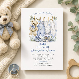 ウォーターカラー・ベイビーシャワー Blue Baby Shower 招待状