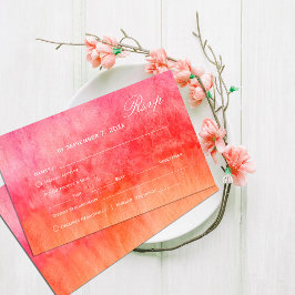 ウォーターカラー ホットピンクとオレンジの結婚式 RSVP