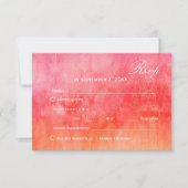 ウォーターカラー ホットピンクとオレンジの結婚式 RSVP (正面)
