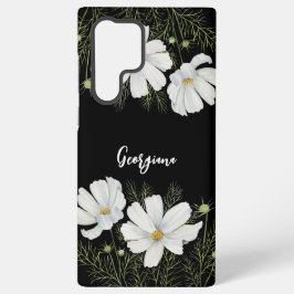 ウォーターカラー ホワイトコスモス 花 ボタニカルアート SAMSUNG GALAXY S22 ULTRAケース