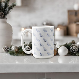 ウォーターカラー ホワイト アークティック フォックス クリスマスパターン コーヒーマグカップ
