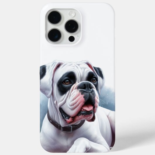 ウォーターカラー ホワイト ボクサー 犬 Case-Mate iPhoneケース (裏面)
