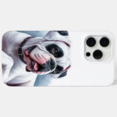 ウォーターカラー ホワイト ボクサー 犬 Case-Mate iPhoneケース (裏面 (横))
