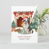 ウォーターカラー ボストンテリア クリスマスカード (スタンド正面)