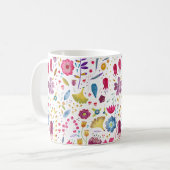 ウォーターカラー+ボタニカル+野の花+生垣の花の絵 コーヒーマグカップ (正面左)