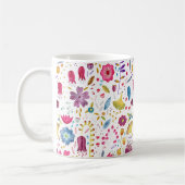 ウォーターカラー+ボタニカル+野の花+生垣の花の絵 コーヒーマグカップ (左)