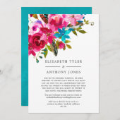 ウォーターカラー ボヘミアンチック フラワー ゲストリスト縮小のお知らせ 案内状 (正面/裏面)