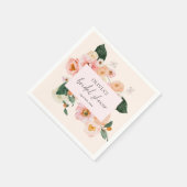 ウォーターカラー ボヘミアンピンク フローラル スタンダードカクテルナプキン (角)