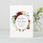 ウォーターカラー ボヘミアンフラワー ベビーシャワー 招待状 (スタンド正面)