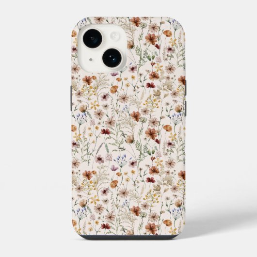 ウォーターカラー ボホ フラワー柄 iPhone / iPad カバー (裏面)