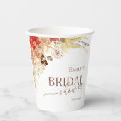ウォーターカラー ボホ フラワー | テラコッタ ブライダル シャワー 紙コップ (正面)