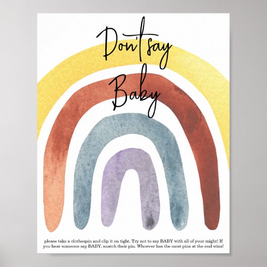ウォーターカラー ボホ レインボー Don't say baby ポスター (正面)