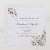 ウォーターカラー ボーホー フラワーとボタニカル リハーサル 招待状 (正面/裏面)