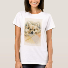 ウォーターカラー ポメラニアン チワワ ドッグ ポートレート Tシャツ