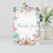 ウォーターカラー マーメイド ユニコーン 虹 誕生日 サンキューカード (スタンド正面)