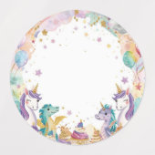 ウォーターカラー マーメイド ユニコーン 虹 誕生日 ラベル (デザイン2)