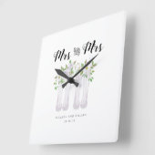 ウォーターカラー·ミセス·クロック結婚の記念日 スクエア壁時計 (傾斜)