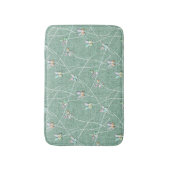 ウォーターカラー ミントグリーンの蝶々  バスマット (正面縦)