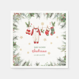 ウォーターカラー メリークリスマス サンタ クリスマス 赤ちゃん スタンダードカクテルナプキン
