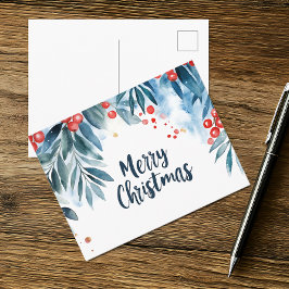 ウォーターカラー メリークリスマス シーズンポストカード