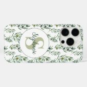 ウォーターカラー モノグラム 名前 オリーブの枝 パターン Case-Mate iPhoneケース (裏面 (横))