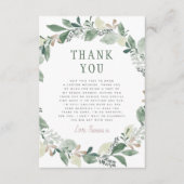 ウォーターカラー ユーカリの葉のブライダルシャワー サンキューカード (正面)